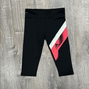Adidas Black and Pink Leggings with Diagonal Stripe